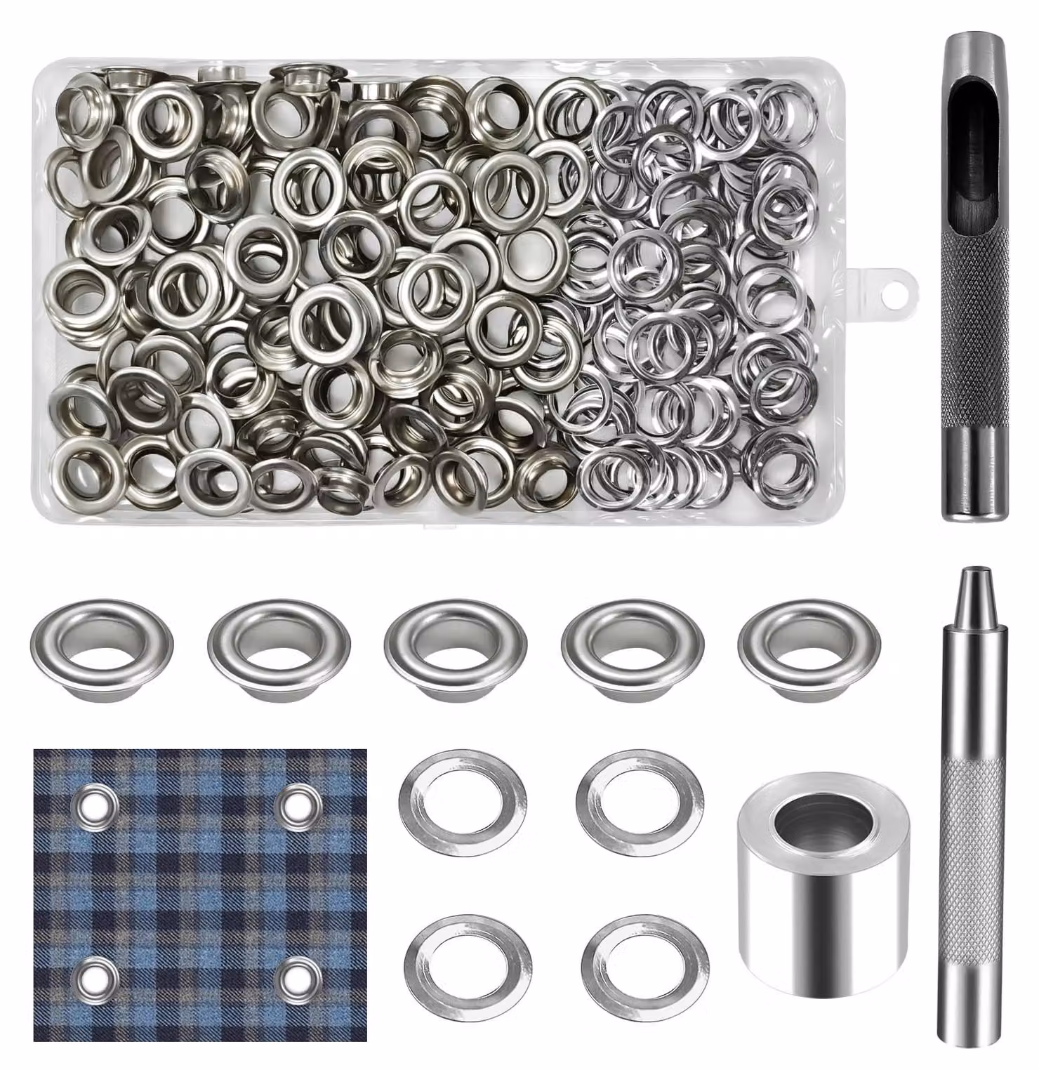Kit di strumenti per occhielli da 10 mm, composto da 120 pezzi, inclusi punzoni e martello