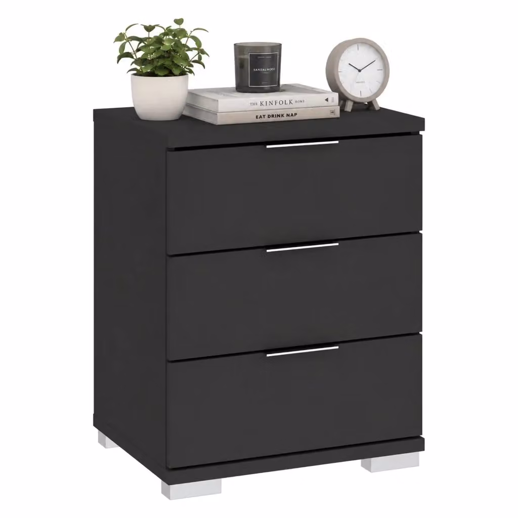 Cassettiera moderna DMORA in MDF nero antracite opaco L: 46 cm, P: 42 cm, H: 61 cm – 2