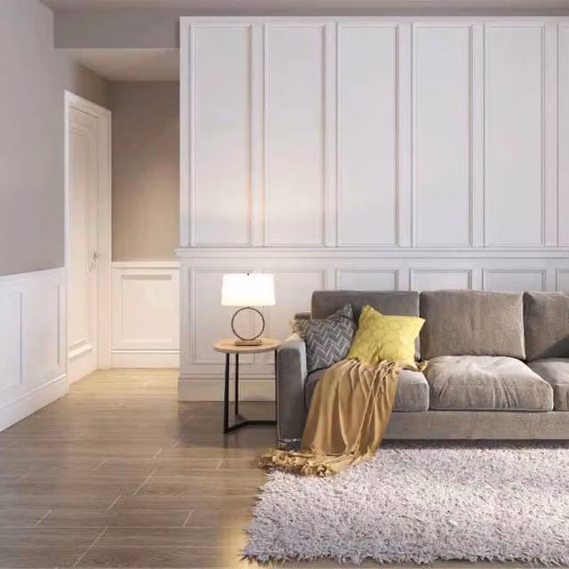 Boiserie in Duropolimero Polistrutturato Modello Boston Eternal Parquet colore bianco L: 270 cm, H: 200 cm