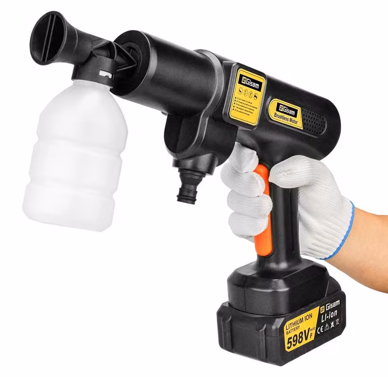Idropulitrice a batteria - Pistola per lavaggio auto - 200 bar - Motore brushless - Ugello 6 in 1 - 2 batterie - Ioni di litio - Braun