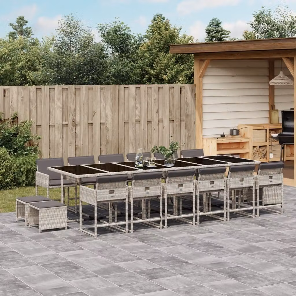 Maison Exclusive - Set da Pranzo da Giardino 17pz con Cuscini Grigio in Polyrattan