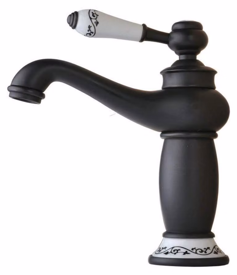 Miscelatore per lavabo in ottone nero, finitura bronzo spazzolato, attacco da 3/8 di pollice