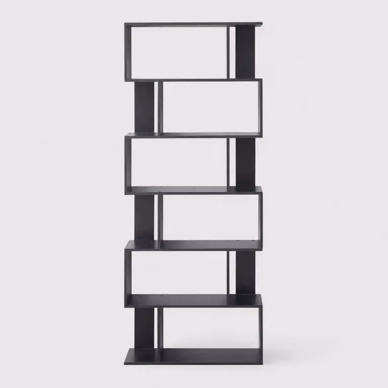 Anemone - Libreria moderna nera con 6 ripiani a scaffale