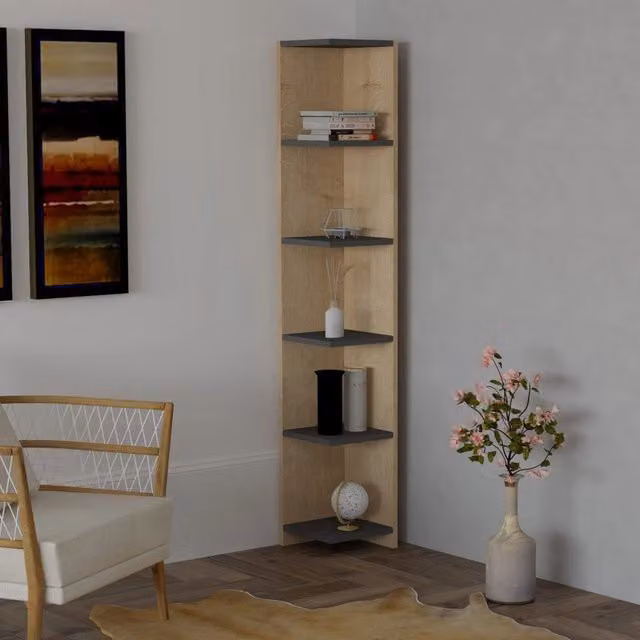 Biblioteca Tufillo, Libreria 5 Ripiani, 25x25x160h cm Marrone Rovere