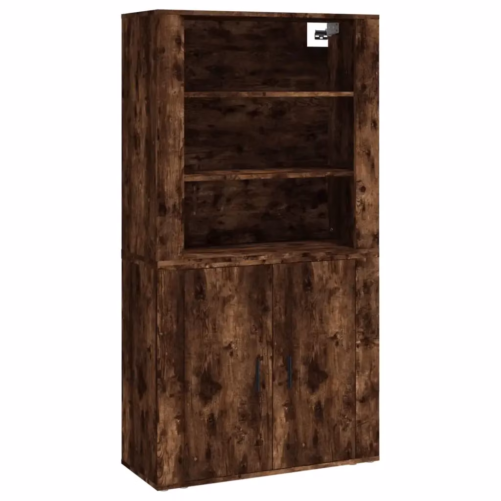 Credenza moderna vidaXL in legno multistrato color rovere fumo marrone, sospesa a parete – 2