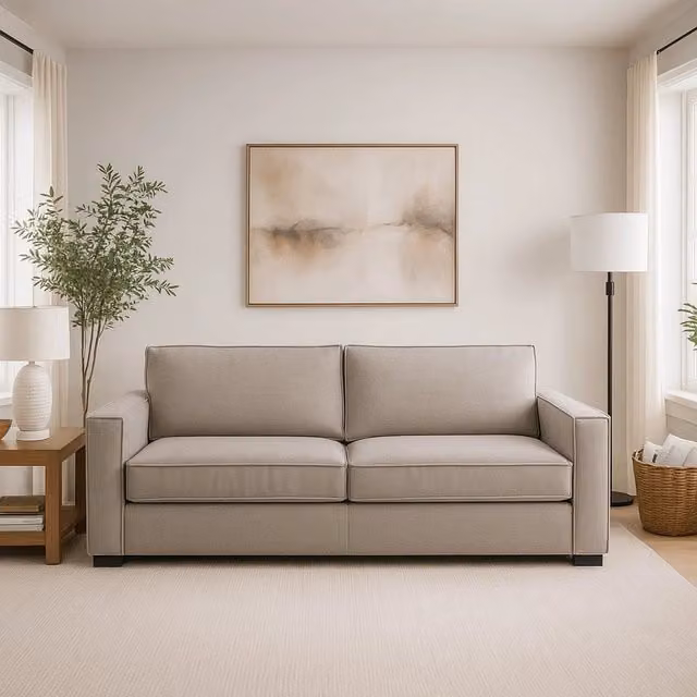 Divano a 2 posti Eletta TALAMO ITALIA in tessuto beige, design moderno Made in Italy, L: 200 cm, P: 95 cm, H: 90 cm – 1