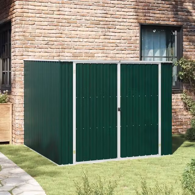Capanno da Giardino Videx in Acciaio Zincato Verde con Doppia Porta e Tetto a Spiovente L: 195 cm, P: 198 cm, H: 159 cm