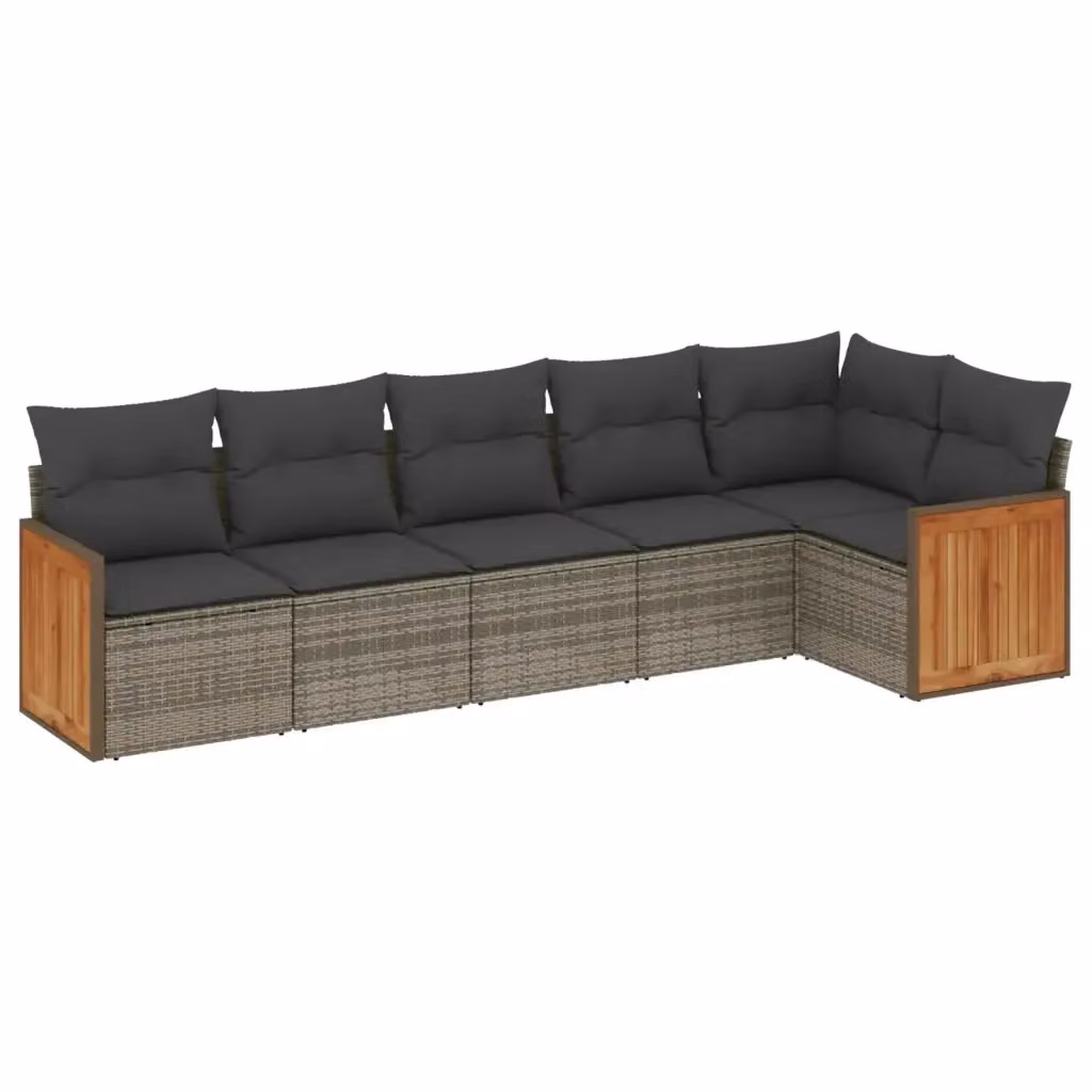 vidaXL Set Divano da Giardino a L 6 pz Grigio con Cuscini Imbottiti e Rivestimenti Rimovibili – 2