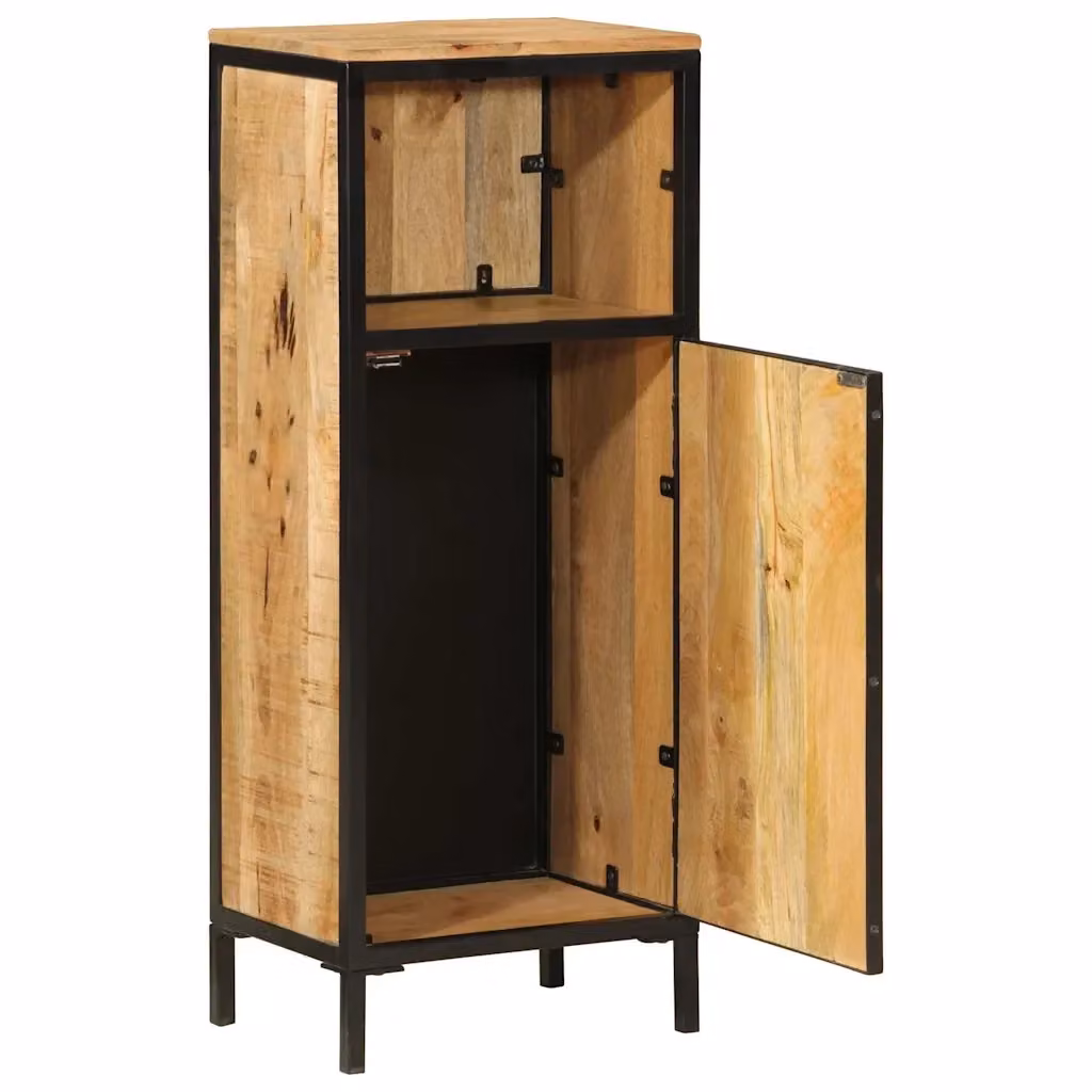 Armadio da bagno sospeso in legno di mango e ferro stile industrial, colore marrone, L 40 cm x P 27 cm x H 90 cm – 2