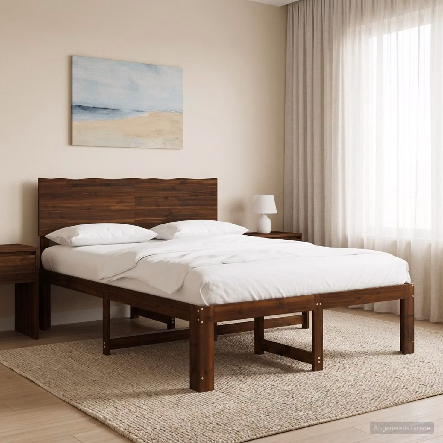 Letto matrimoniale con testiera vidaXL ROSTOCK in legno di acacia marrone scuro L/P/H: 154 x 200 x 101 cm