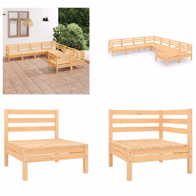 vidaXL set salotto da giardino 8 pezzi pino massiccio - set salotto da giardino - set salotto da esterno - divano in legno - divano da giardino in legno