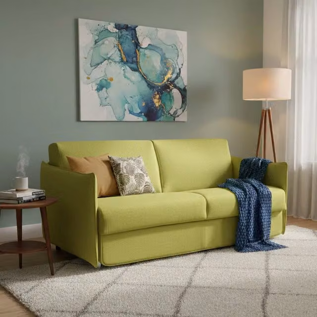 Trovo Divano Letto 2 Posti Made in Italy con Rivestimento Sfoderabile Verde L: 180 cm, P: 95 cm