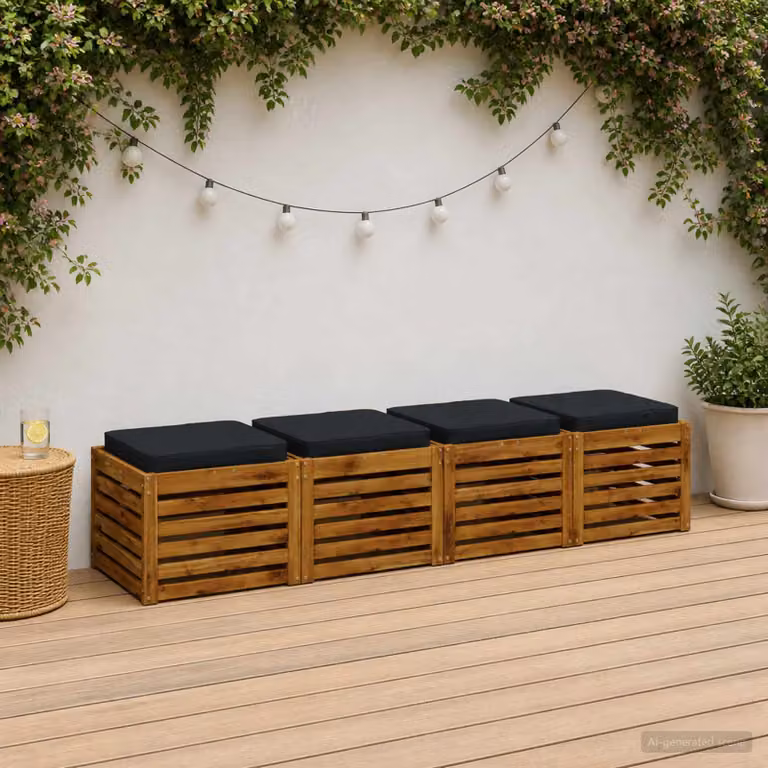 Set di 4 cuscini per sedia vidaXL in poliestere con imbottitura in schiuma, coperture rimovibili e lavabili, disponibili in blu o nero