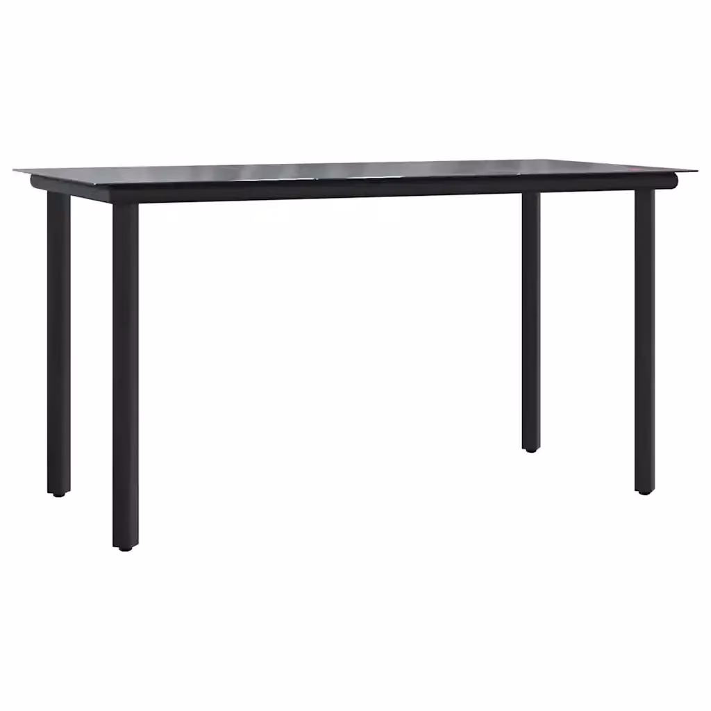 Tavolo da giardino rettangolare vidaXL in acciaio verniciato nero e vetro temperato L/P/H: 200 x 100 x 74 cm – 2