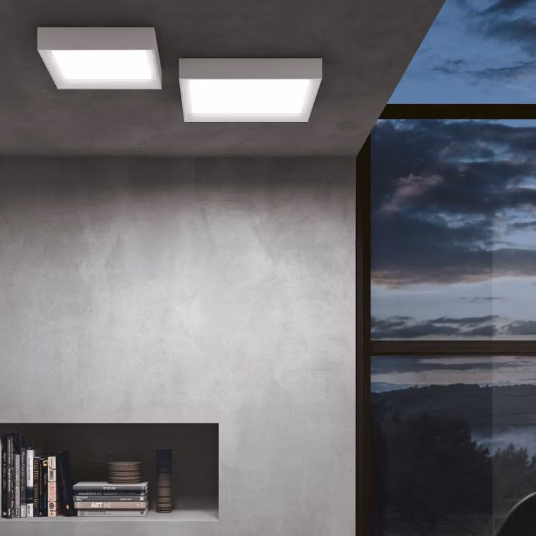 Linea Light Plafoniera a LED Tara Q, Bianco / Opale, Corridoio, Alluminio, Moderno, Plafoniera LED