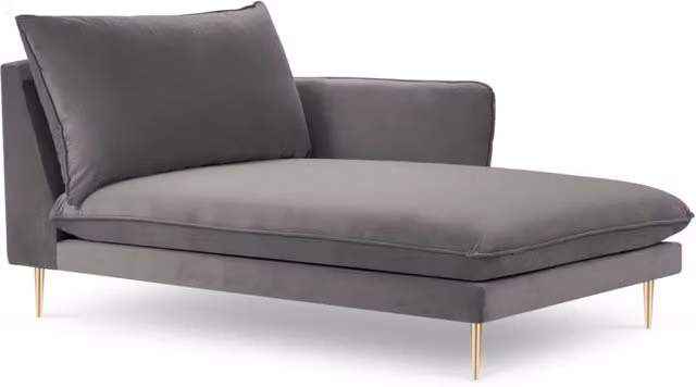 Chaise longue destra Vienna di Cosmopolitan Design in velluto grigio chiaro L/P/H: 170 x 110 x 95 cm