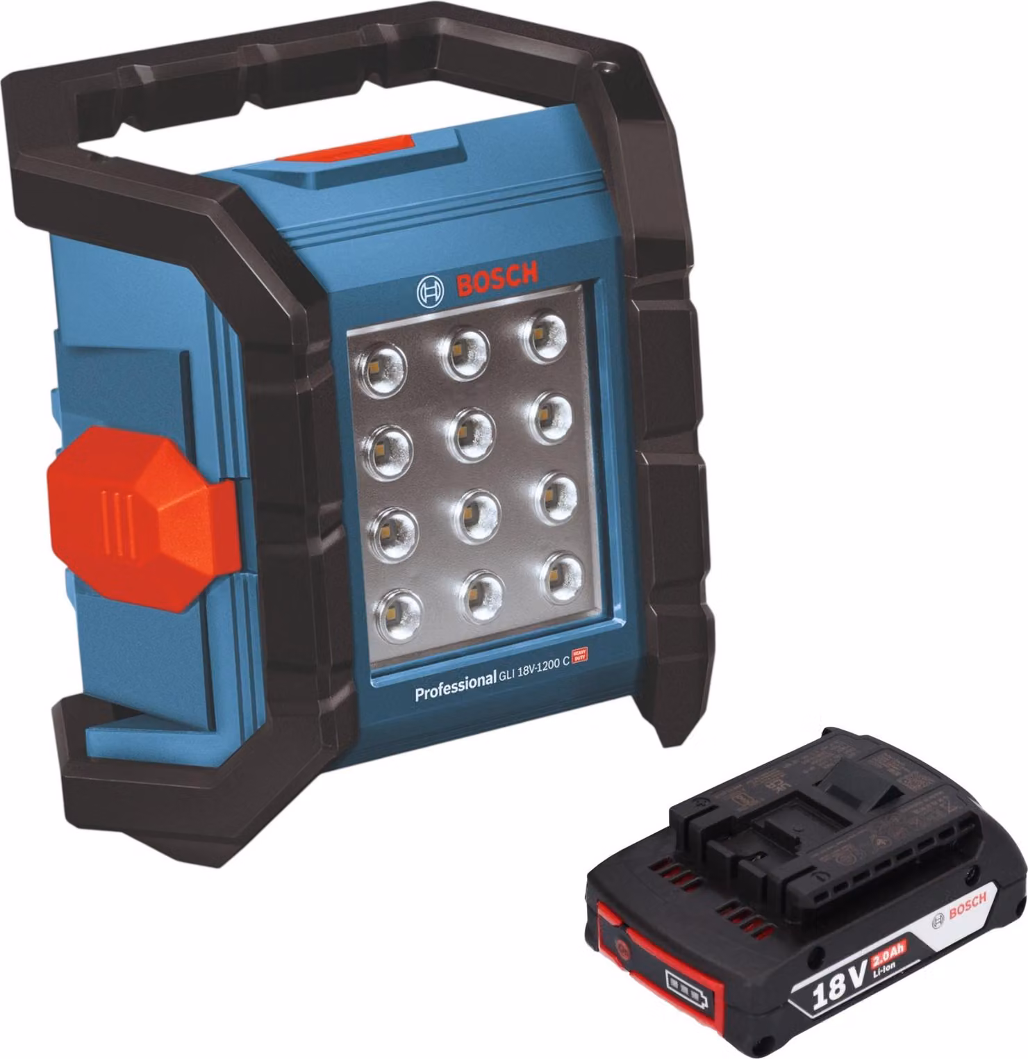Faretto da cantiere a batteria Bosch GLI 18V-1200 C Professional 18 V 1200 lm + 1x batteria 2,0 Ah - senza caricabatteria