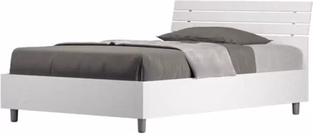 Letto una piazza e mezza contenitore 120x200 testata inclinata con doghe bianco frassino Ankel
