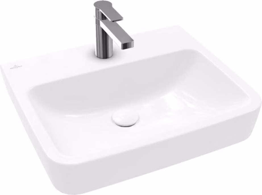 Villeroy & Boch O.novo - Lavabo da appoggio, 550x460 mm, senza sfioratore, foro per miscelatore, AntiBac, CeramicPlus, bianco alpino 4A41MJT2