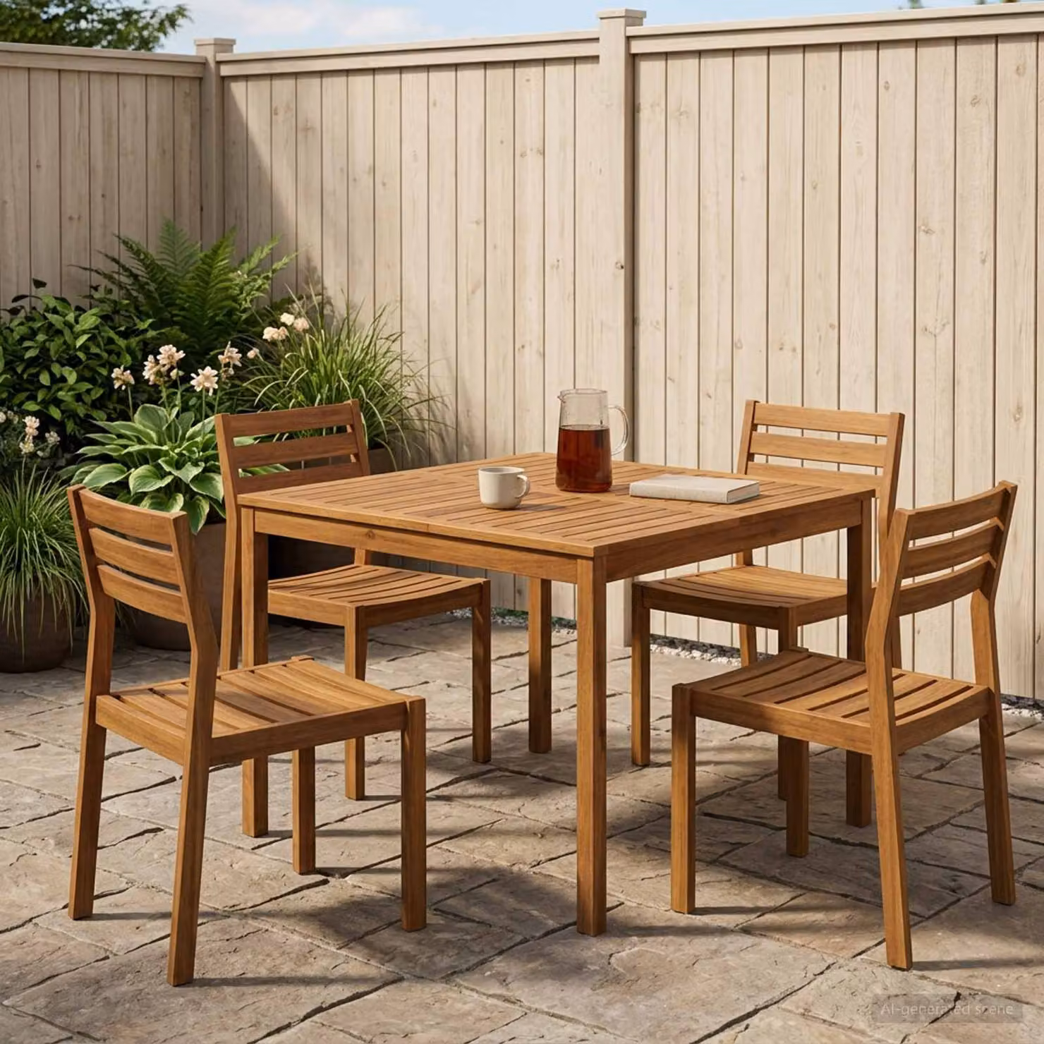 vidaXL Tavolo da giardino rettangolare in legno di acacia marrone L: 110 cm, P: 108,5 cm, H: 75 cm