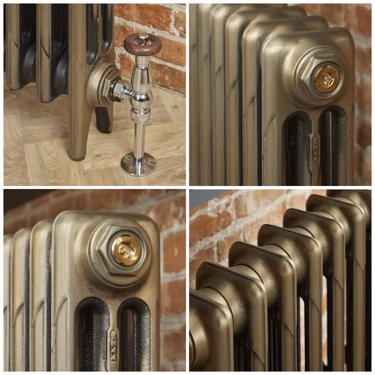 Radiatore Tradizionale in Ghisa a 3 Colonne - 660mm x 263mm - Ottone Naturale