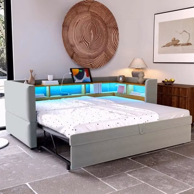 Letto divano estraibile flanella 90/180x190 cm