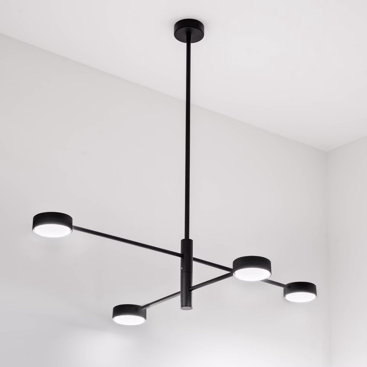 LUMILED Lampada a sospensione nera moderna Lampadario a 4 fiamme GX53 Presa di corrente LED Lampada da sala da pranzo Lampada da soffitto Lampada a sospensione in alluminio per soggiorno cucina tavola da pranzo 230V
