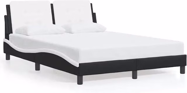 Letto matrimoniale Zadar in similpelle nero e bianco L/P/H: 140 x 200 cm