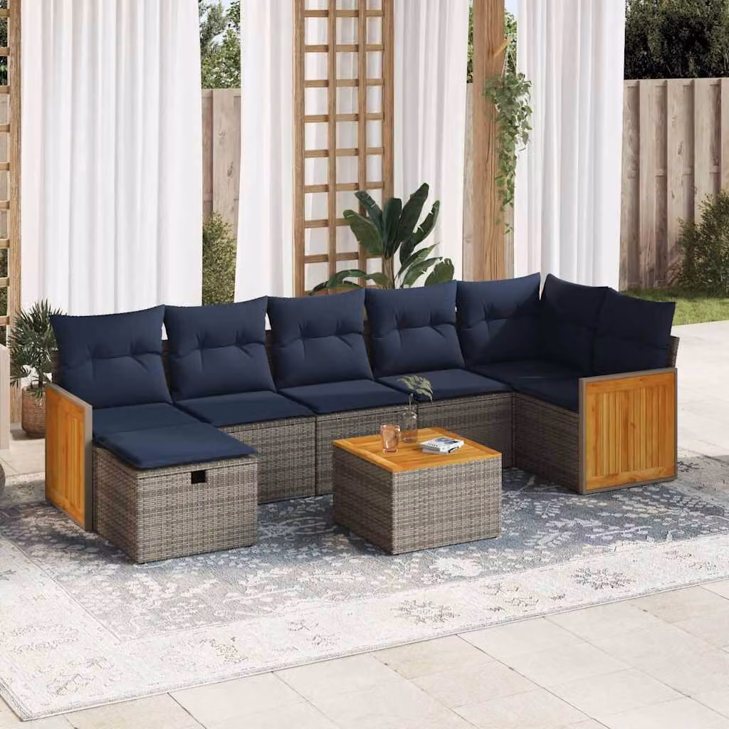 Maison Exclusive - Set Divano da Giardino 8 pz con Cuscini Grigio in Polyrattan