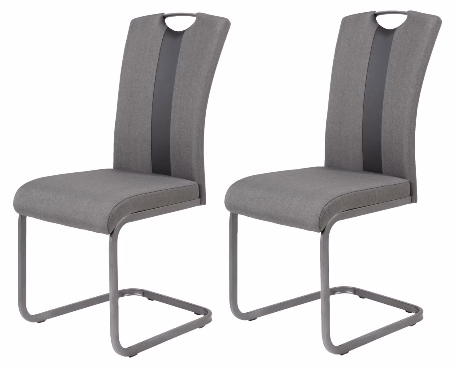Set di 2 sedie pieghevoli Amber2, in ecopelle, colore antracite, dimensioni 98x43x56 cm