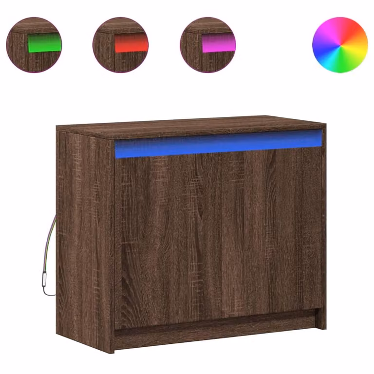 Credenza con LED Rovere Marrone 72x34x61 cm Legno Multistrato