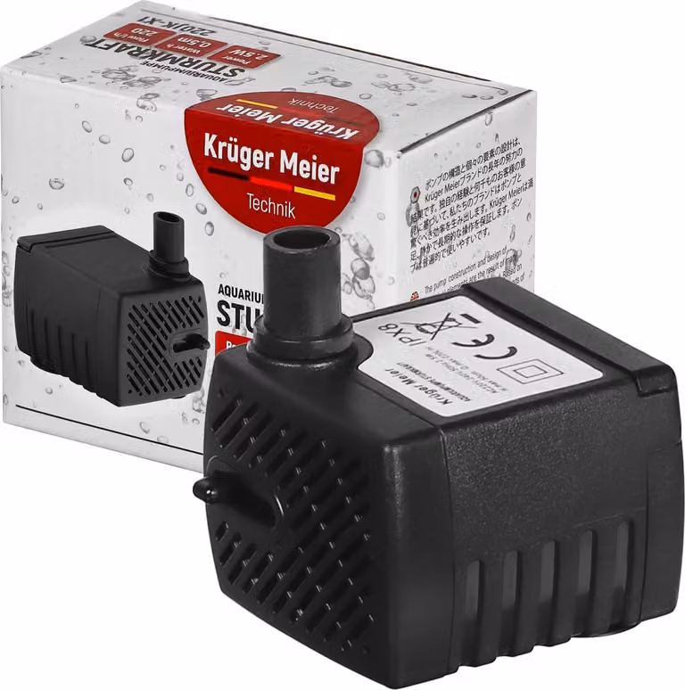 pompa d’acqua da 220 l/h, Kruger Meier Sturmkraft 220JK-X1, dimensioni mini, per fontane da giardino e terrari
