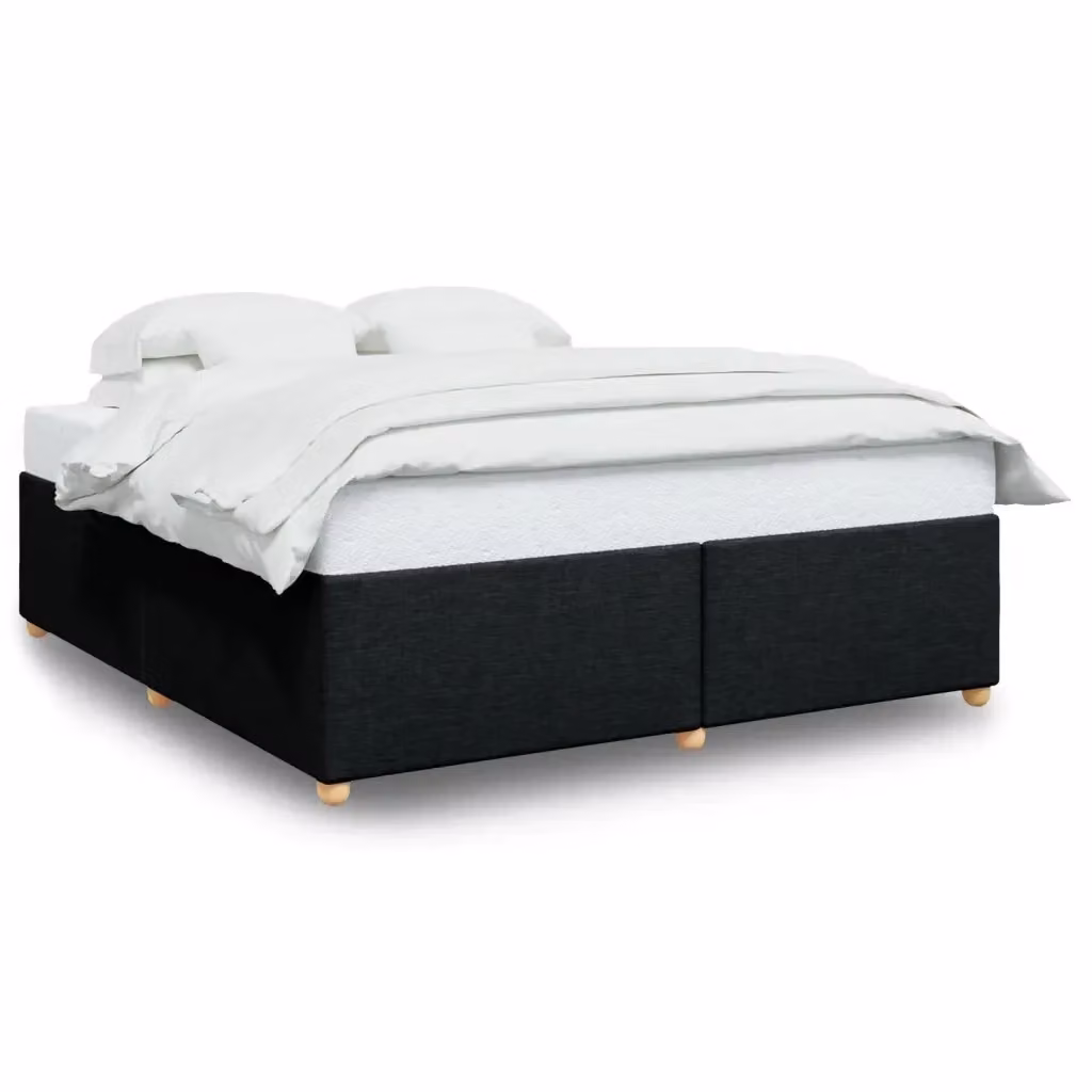 Giroletto vidaXL in tessuto nero con struttura in legno e doghe, L/P: 200 x 200 cm – 2