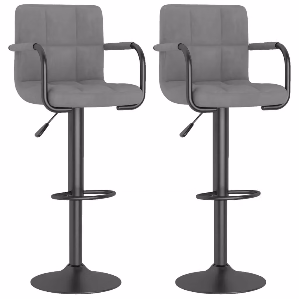 Set di 2 sgabelli da bar vidaXL in velluto grigio con seduta girevole a 360 gradi – 2