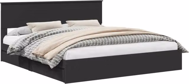 Letto matrimoniale | Letto per adulti | Letto con Contenitore Nero 200 x 200 cm Legno multistrato