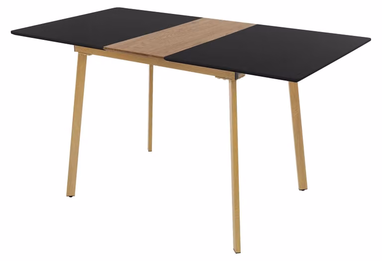 Tavolo da pranzo estendibile nero, dimensioni 110-140x75x76,5 cm, adatto per 4-6 persone