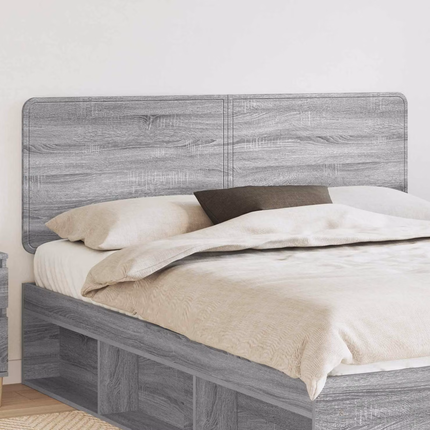 Testiera per letto vidaXL Sonoma grigio in legno ingegnerizzato con scomparti laterali