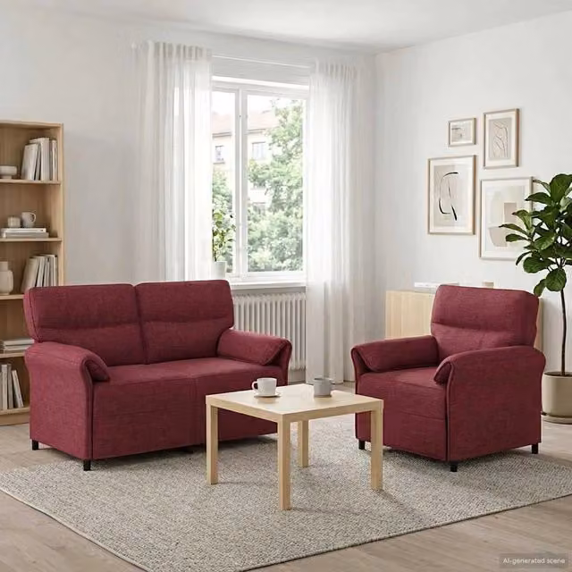 Set di divani 2 pz Rosso Vino Tessuto 3424846