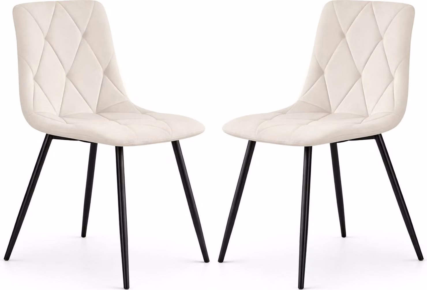 Set di 2 Sedie in velluto trapuntate MILO Beige gambe nere