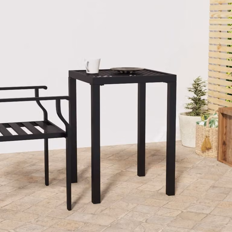 The Living Store tavolo da giardino antracite 50x50x72 cm in acciaio