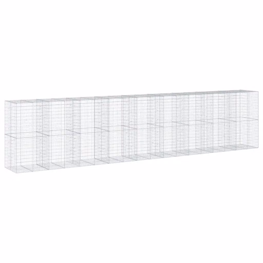vidaXL Cesto Gabbione con Copertura in Ferro Zincato Grigio L/P/H: 900 x 100 x 200 cm – 2