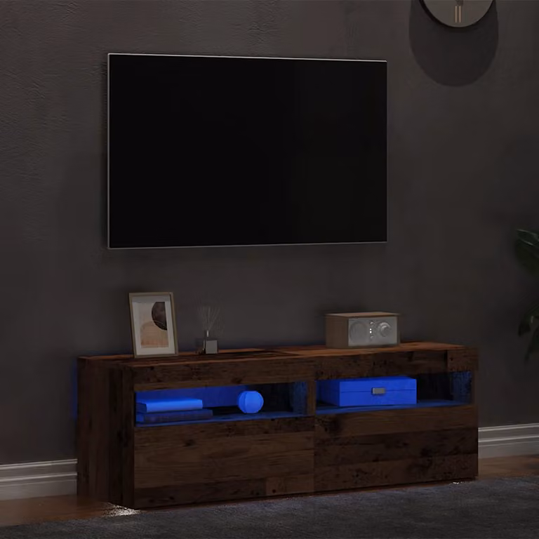 Set di 2 mobili porta TV vidaXL in legno marrone con illuminazione LED integrata per soggiorno, stile moderno