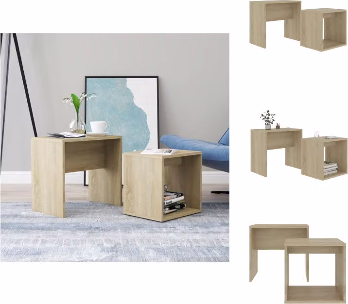 vidaXL Set di tavolini da caffè Sonoma oak 48 x 30 x 45 cm materiale a base di legno - Tavolini da caffè