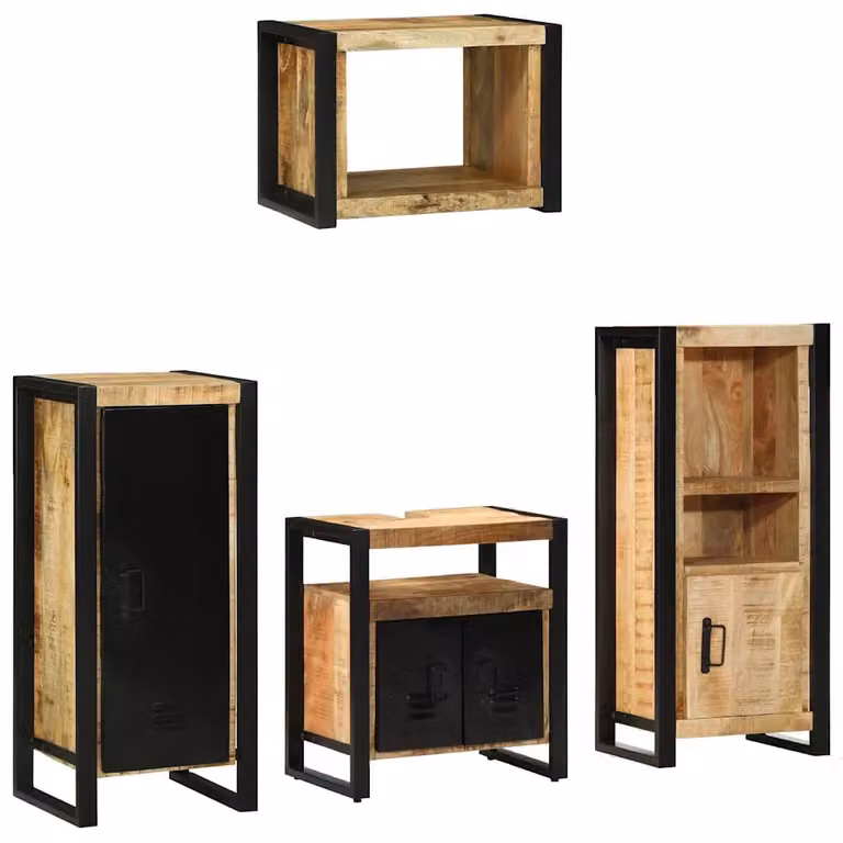 vidaXL Set di mobili per il bagno 4 pz Marrone e Nero