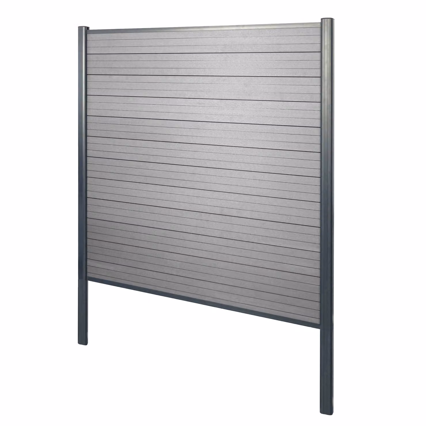 Schermatura in WPC Savoie, recinzione frangivento, pali in alluminio da cementare ~ Elemento di base, 190 cm, grigio