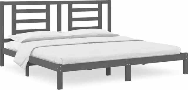 Letto matrimoniale per adulti in legno massello di pino color grigio L/P/H: 200 x 200 x 205,5 cm – 1