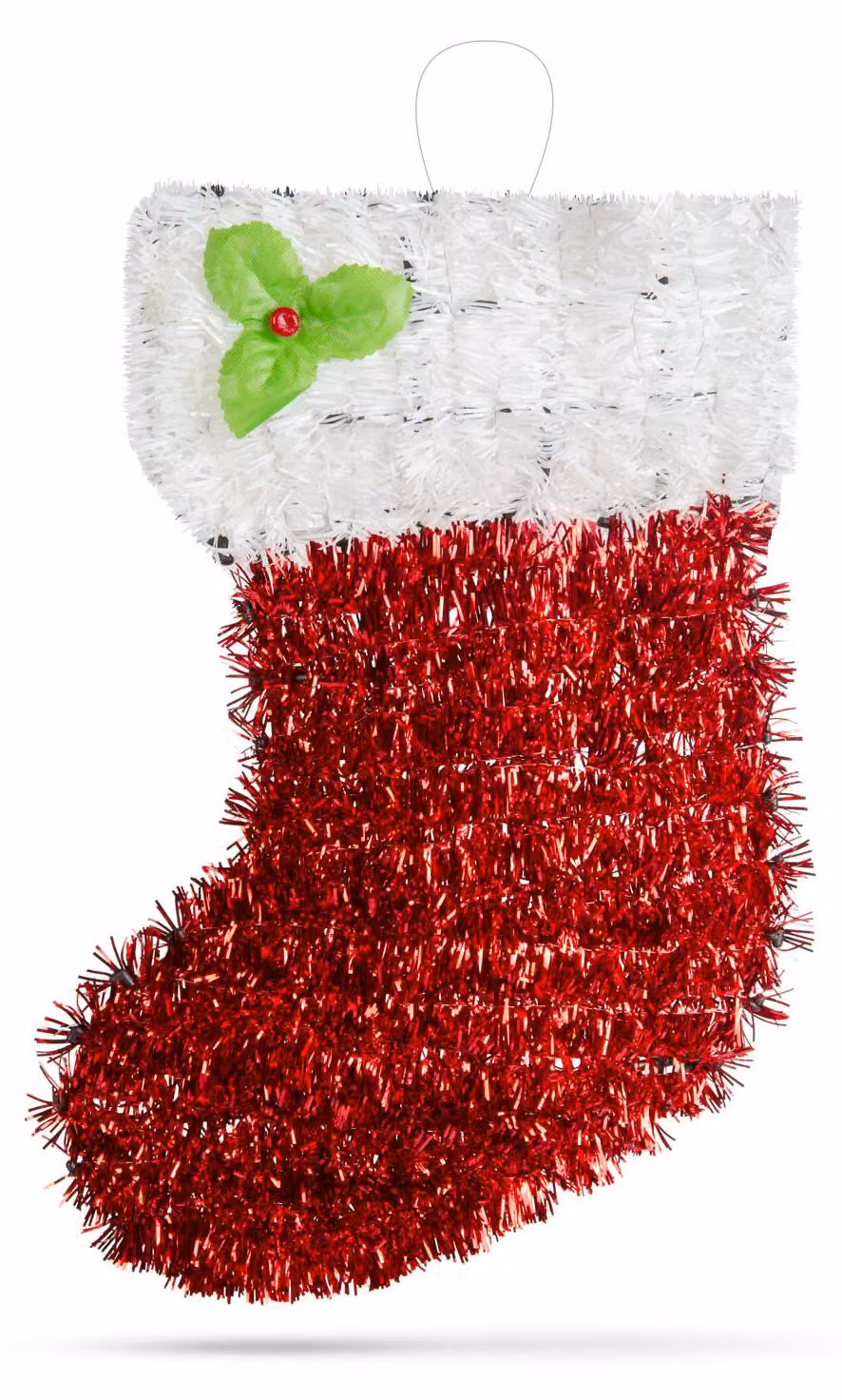 Calze natalizie decorative - Rosso/Bianco - Glitterate - 32 x 20 cm