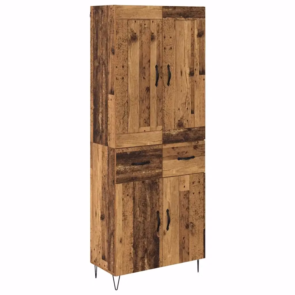 Credenza moderna vidaXL in legno ingegnerizzato e metallo, colore marrone, L: 69,5 cm, P: 34 cm, H: 180 cm – 2