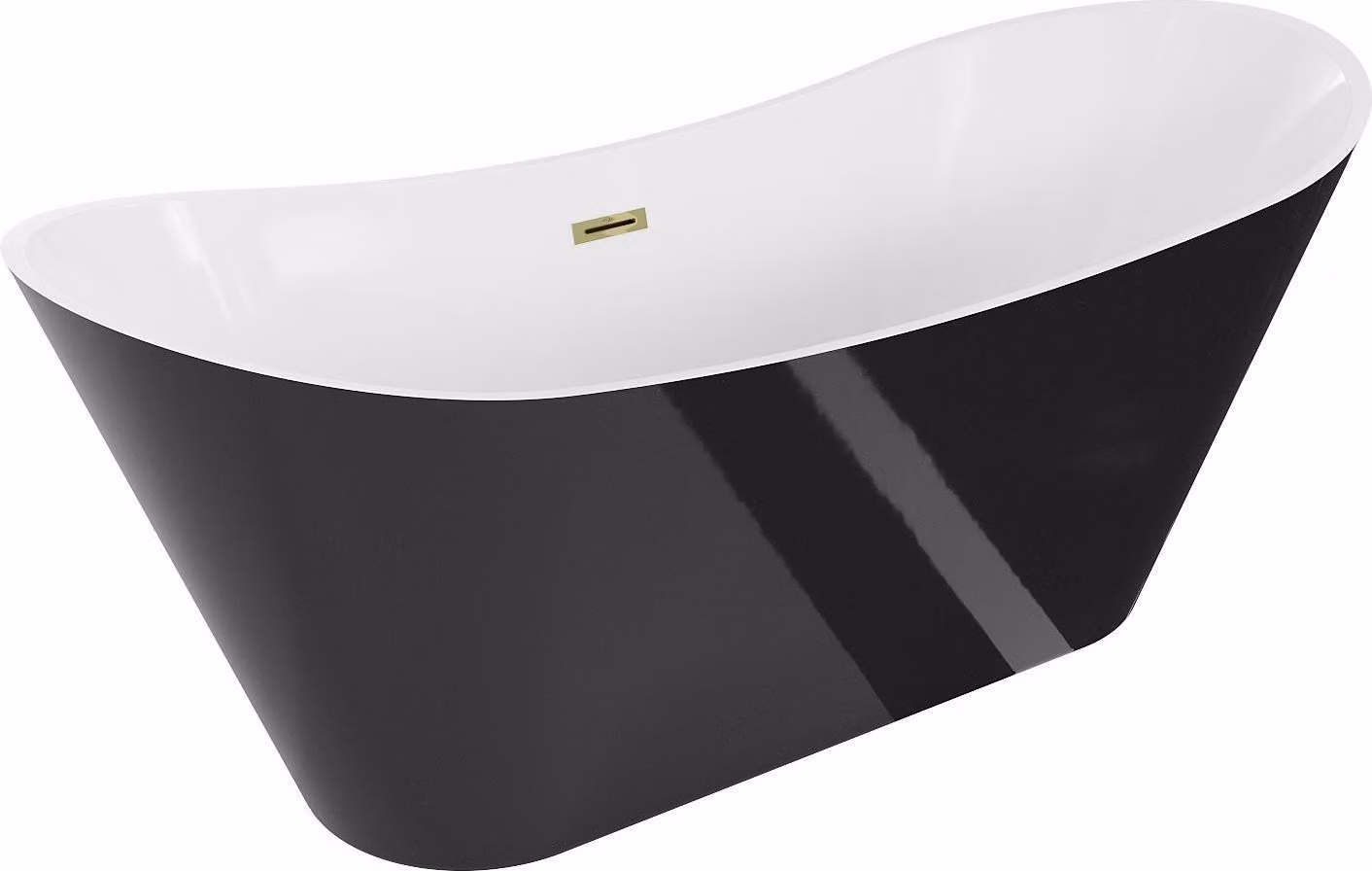Mexen Celia vasca da bagno indipendente 170 x 75 cm, bianca/nera, troppopieno dorato - 52331707575-50