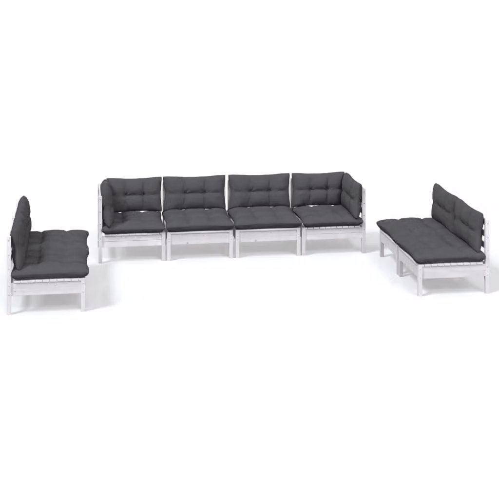 Set Salotto da Giardino con Cuscini 8 pz Legno Massello di Pino